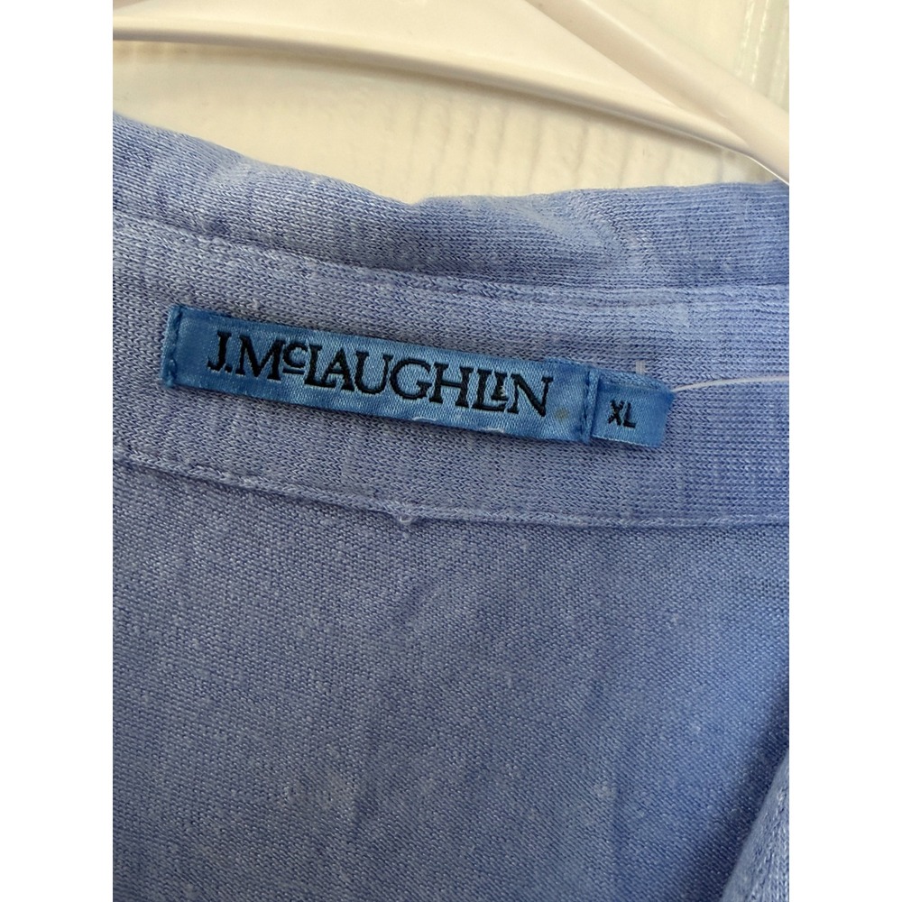 J. McLaughlin Brynn Top Womens XL Blue Linen Blend Knit Button Front Shirt NWT - Picture 2 of 7